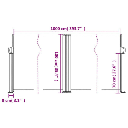 Tenda da Sole Laterale Retrattile Marrone 100x1000 cm | homemem39