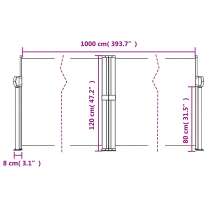 Tenda da Sole Laterale Retrattile Nera 120x1000 cm