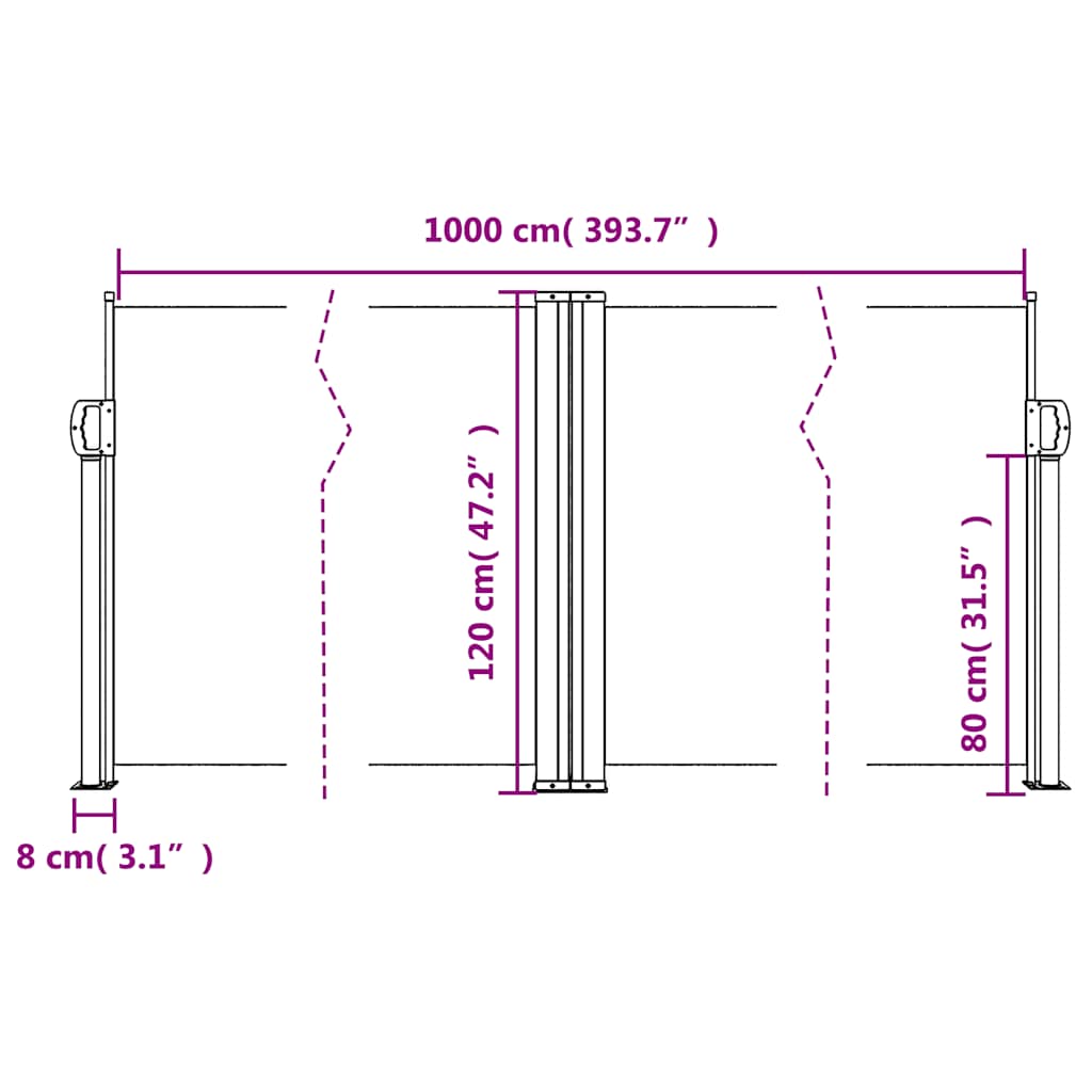 Tenda da Sole Laterale Retrattile Crema 120x1000 cm | homemem39