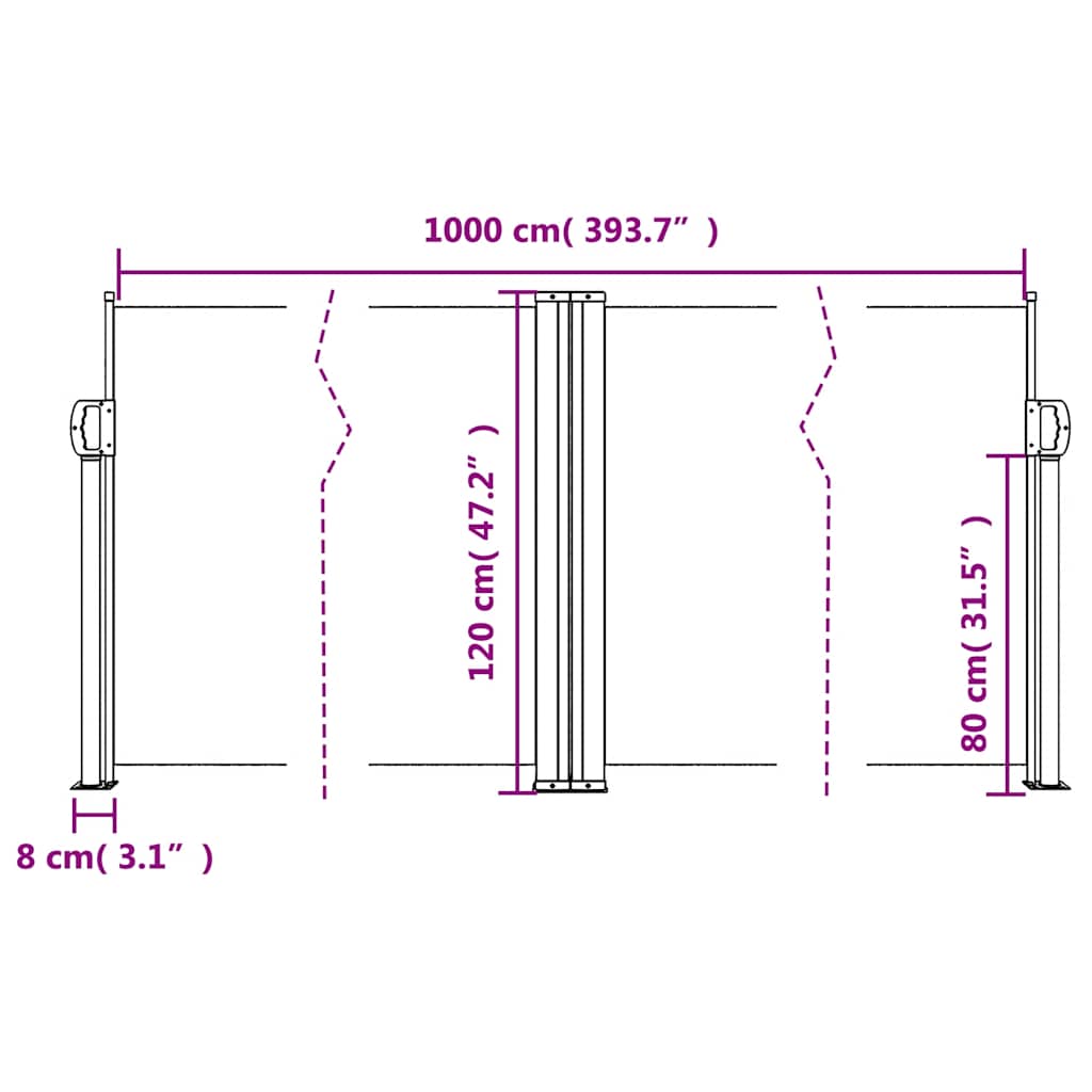 Tenda da Sole Laterale Retrattile Rossa 120x1000 cm | homemem39