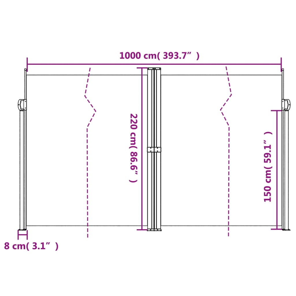 Tenda da Sole Laterale Retrattile Beige 220x1000 cm