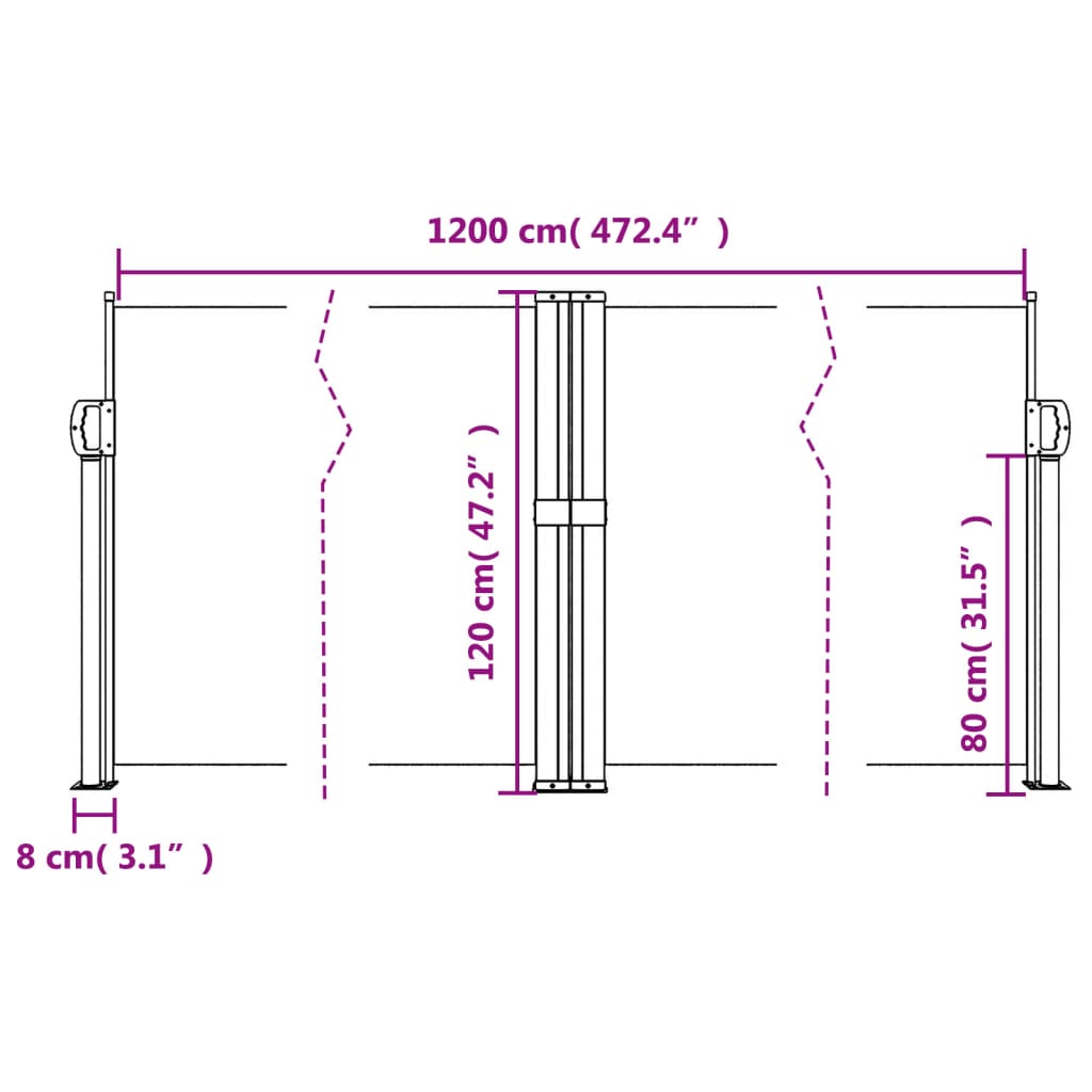 Tenda da Sole Laterale Retrattile Crema 120x1200 cm