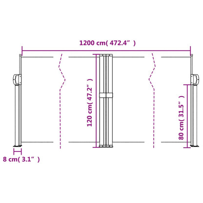 Tenda da Sole Laterale Retrattile Crema 120x1200 cm