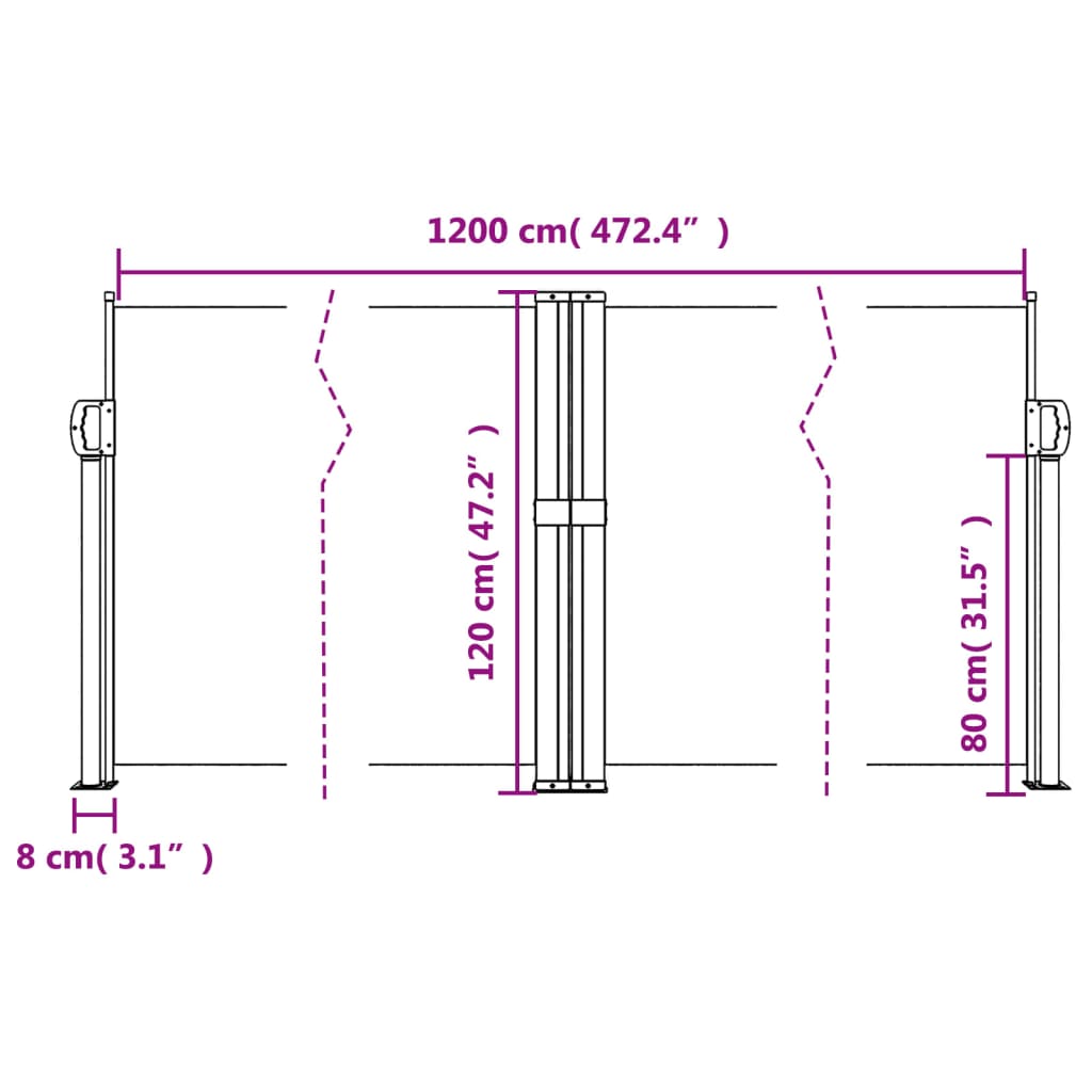 Tenda da Sole Laterale Retrattile Blu 120x1200 cm