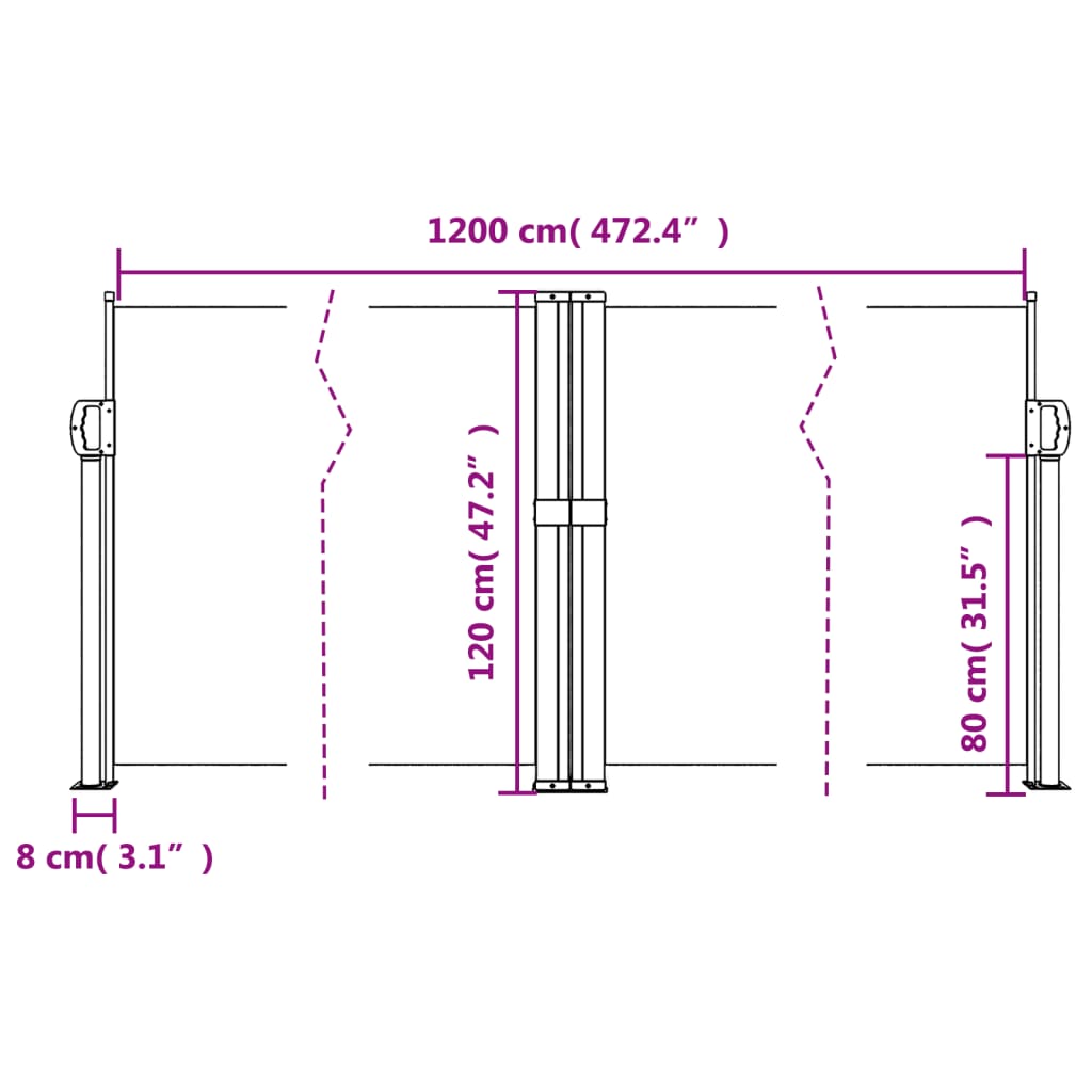 Tenda da Sole Laterale Retrattile Antracite 120x1200 cm