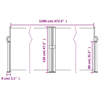 Tenda da Sole Laterale Retrattile Antracite 120x1200 cm