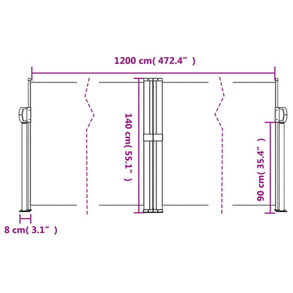 Tenda Laterale Retrattile Rossa 140x1200 cm