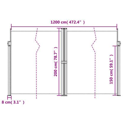 Tenda da Sole Laterale Retrattile Nera 200x1200 cm