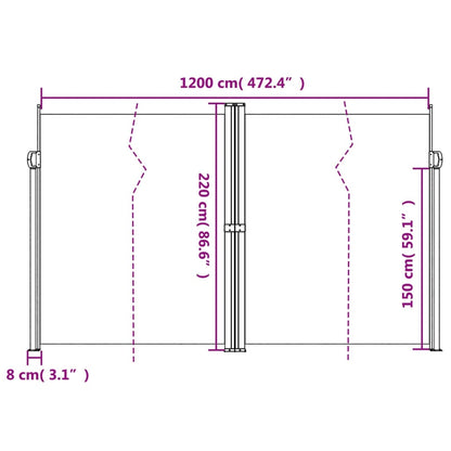 Tenda da Sole Laterale Retrattile Nera 220x1200 cm