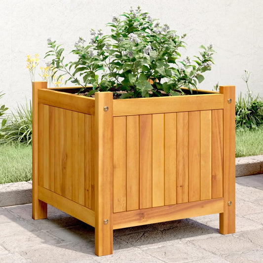 Fioriera Giardino con Rivestimento 42x42x40 cm Massello Acacia - homemem39