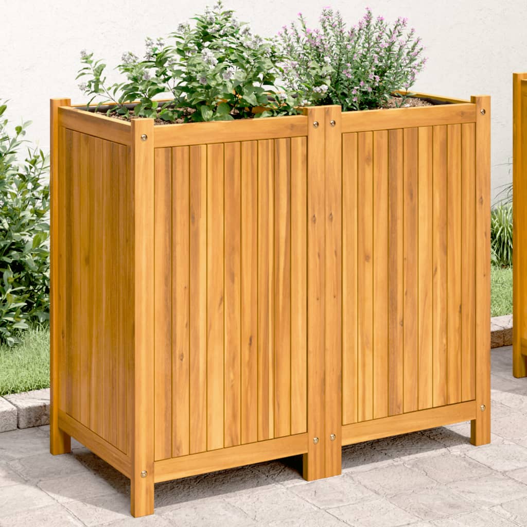 Fioriera Giardino con Rivestimento 84x42x75 cm Massello Acacia - homemem39