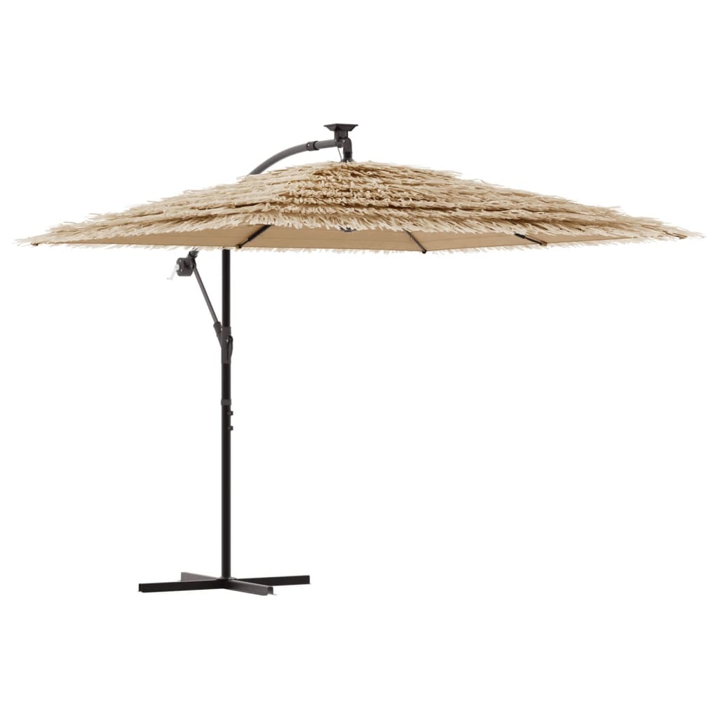 Ombrellone Giardino LED e Palo in Acciaio Marrone 246x246x230cm | homemem39