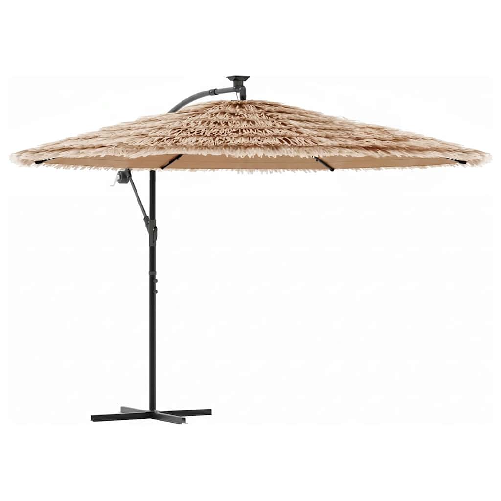 Ombrellone Giardino LED e Palo in Acciaio Marrone 246x246x230cm