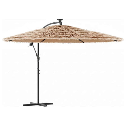 Ombrellone Giardino LED e Palo in Acciaio Marrone 246x246x230cm