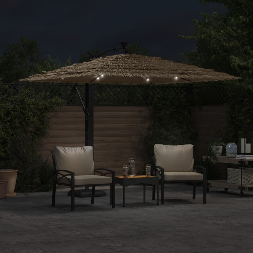 Ombrellone Giardino LED e Palo in Acciaio Marrone 246x246x230cm | homemem39