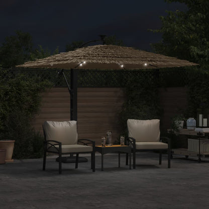 Ombrellone Giardino LED e Palo in Acciaio Marrone 246x246x230cm | homemem39