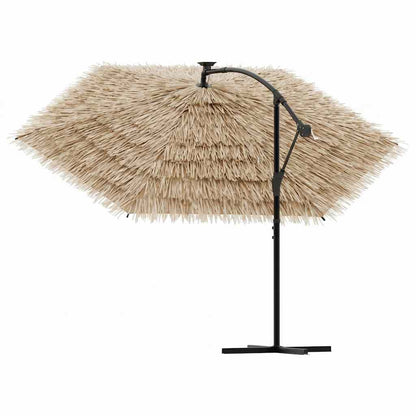 Ombrellone Giardino LED e Palo in Acciaio Marrone 246x246x230cm