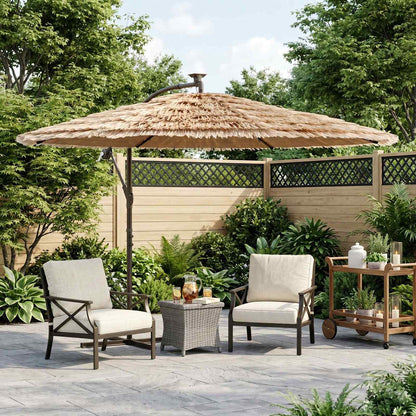 Ombrellone Giardino LED e Palo in Acciaio Marrone 246x246x230cm