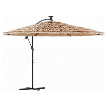 Ombrellone Giardino LED e Palo in Acciaio Marrone 246x246x230cm