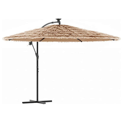 Ombrellone Giardino LED e Palo in Acciaio Marrone 269x269x235cm