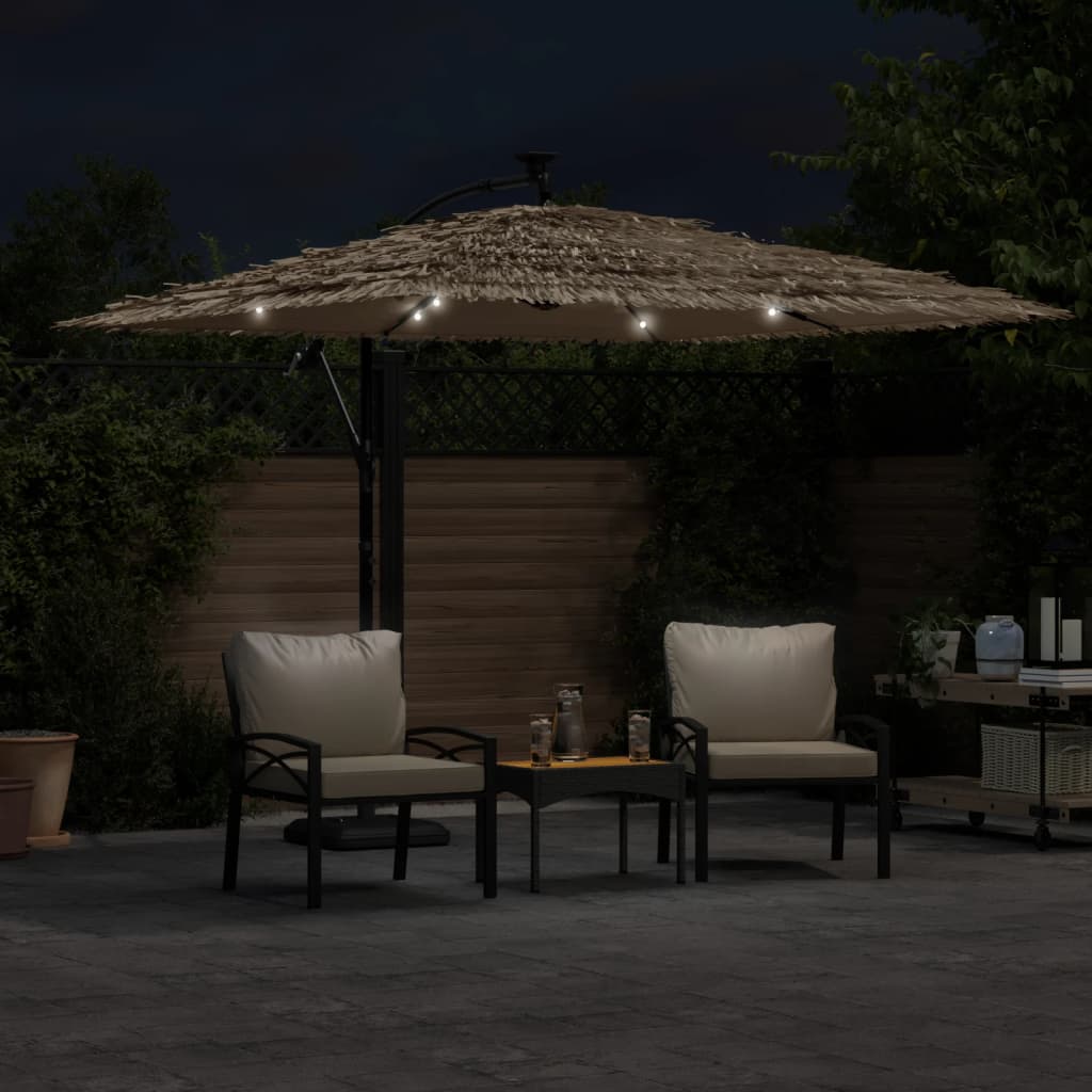 Ombrellone Giardino LED e Palo in Acciaio Marrone 269x269x235cm | homemem39