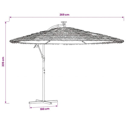 Ombrellone Giardino LED e Palo in Acciaio Marrone 269x269x235cm