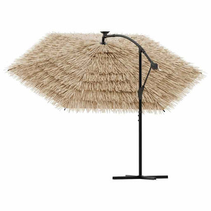 Ombrellone Giardino LED e Palo in Acciaio Marrone 269x269x235cm