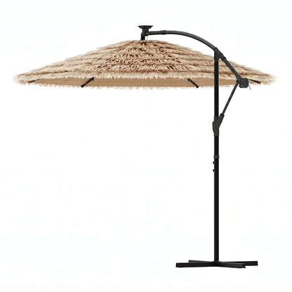 Ombrellone Giardino LED e Palo in Acciaio Marrone 269x269x235cm