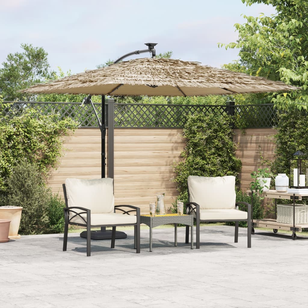 Ombrellone Giardino LED e Palo in Acciaio Marrone 269x269x235cm | homemem39
