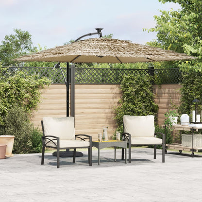Ombrellone Giardino LED e Palo in Acciaio Marrone 269x269x235cm | homemem39