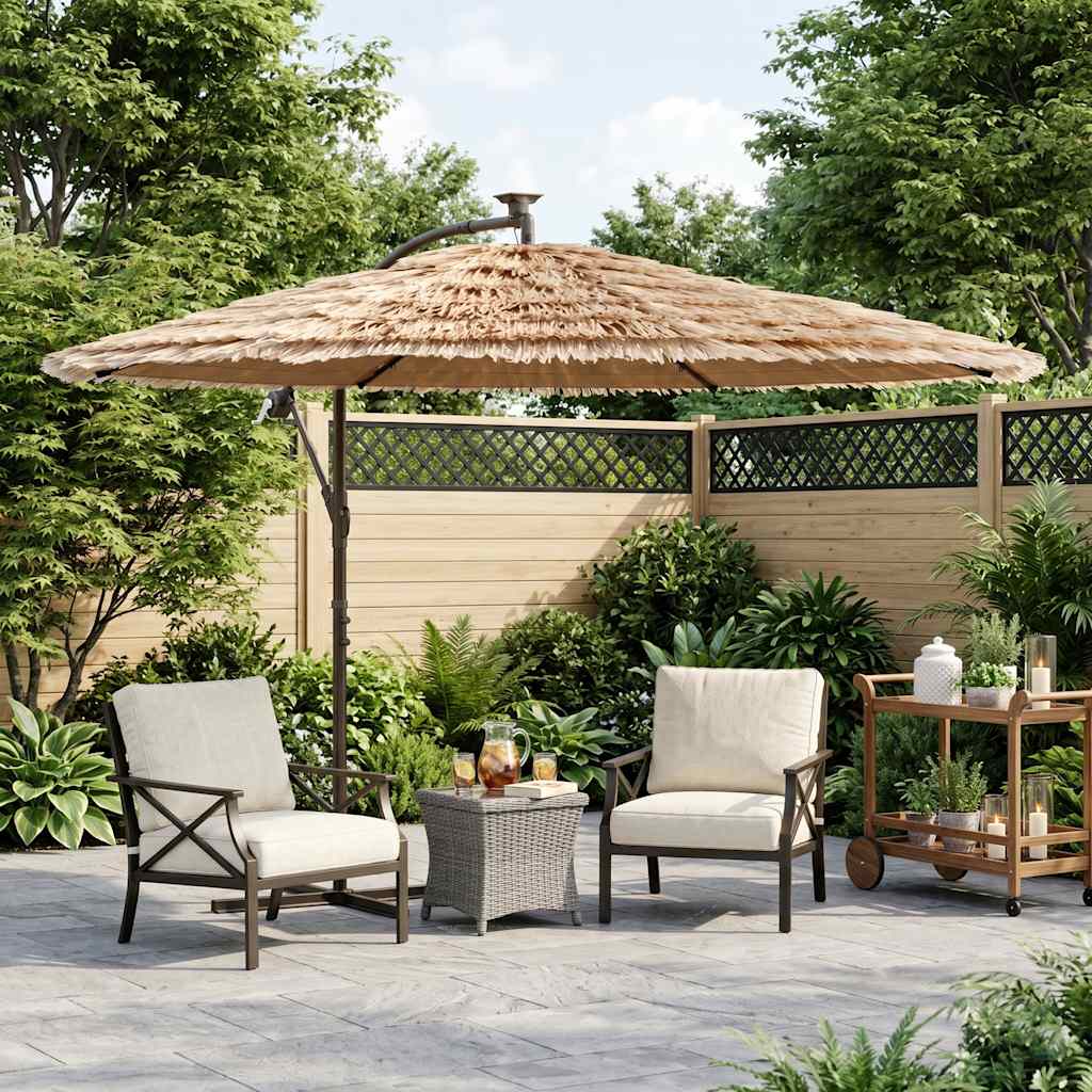 Ombrellone Giardino LED e Palo in Acciaio Marrone 269x269x235cm