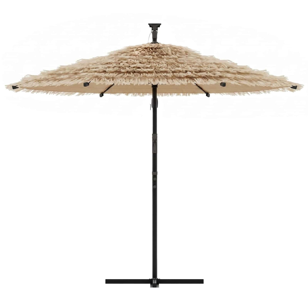 Ombrellone Giardino LED e Palo in Acciaio Marrone 269x269x235cm