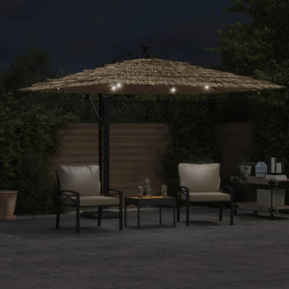Ombrellone Giardino LED e Palo in Acciaio Marrone 290x290x238cm | homemem39