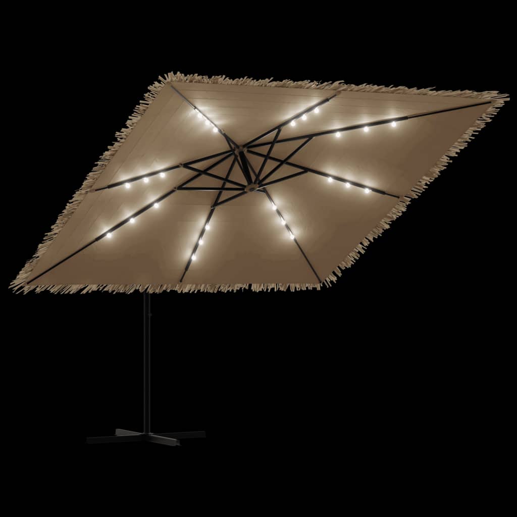 Ombrellone Giardino LED e Palo in Acciaio Marrone 290x290x238cm | homemem39