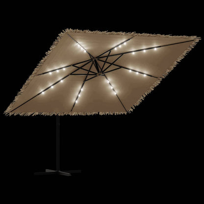 Ombrellone Giardino LED e Palo in Acciaio Marrone 290x290x238cm | homemem39