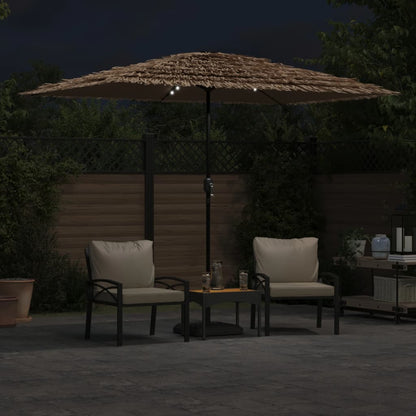 Ombrellone Giardino LED e Palo in Acciaio Marrone 300x200x250cm | homemem39