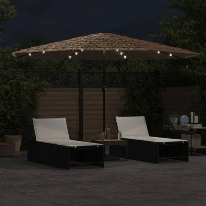 Ombrellone Giardino LED e Palo in Acciaio Marrone 388x388x248cm | homemem39