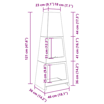 Caminetto da Esterno Design Torre Deposito Tronchi Nero Acciaio