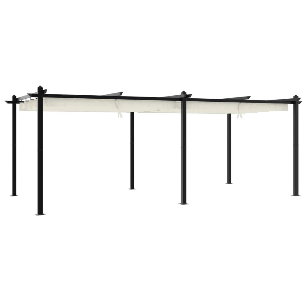 Gazebo da Giardino con Tetto Retrattile Crema 3x6m in Alluminio | homemem39
