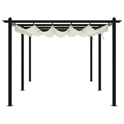 Gazebo da Giardino con Tetto Retrattile Crema 3x6m in Alluminio | homemem39
