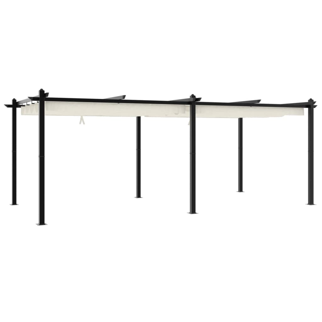 Gazebo da Giardino con Tetto Retrattile Crema 3x6m in Alluminio | homemem39