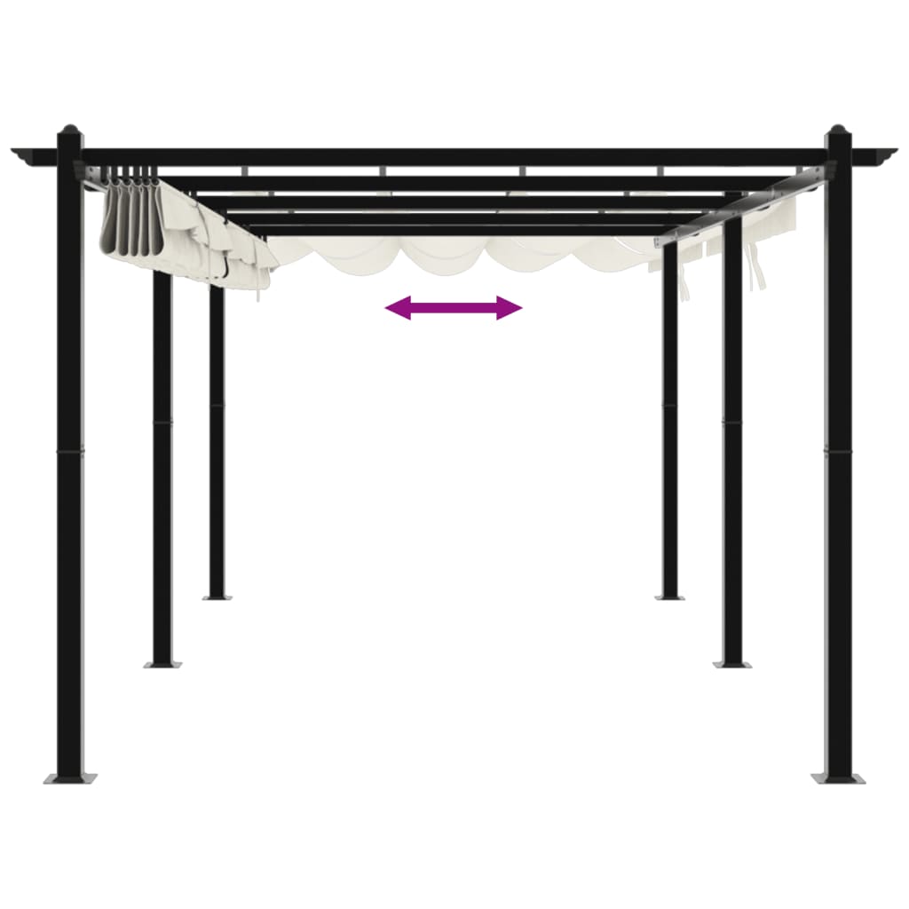 Gazebo da Giardino con Tetto Retrattile Crema 3x6m in Alluminio | homemem39