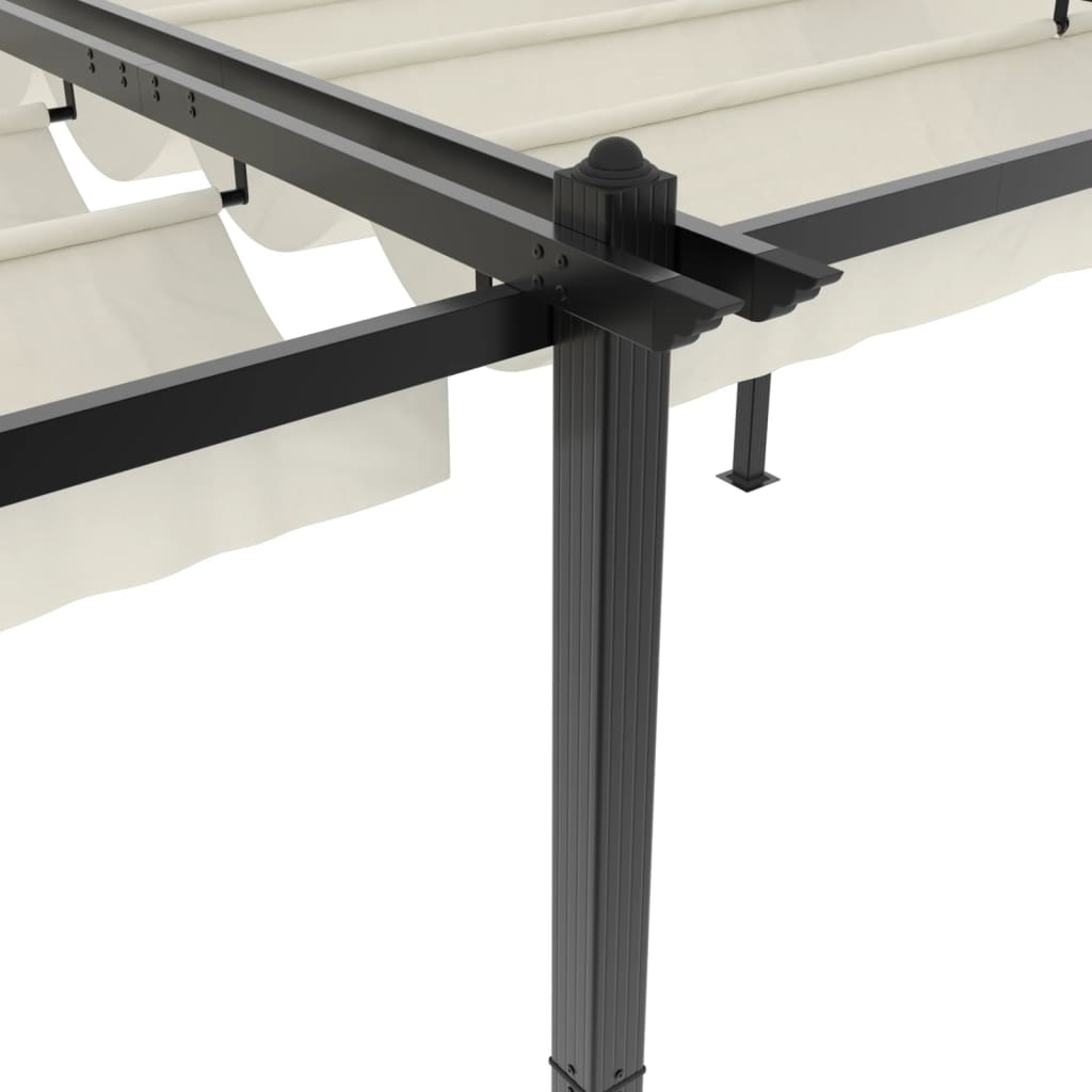 Gazebo da Giardino con Tetto Retrattile Crema 3x6m in Alluminio | homemem39