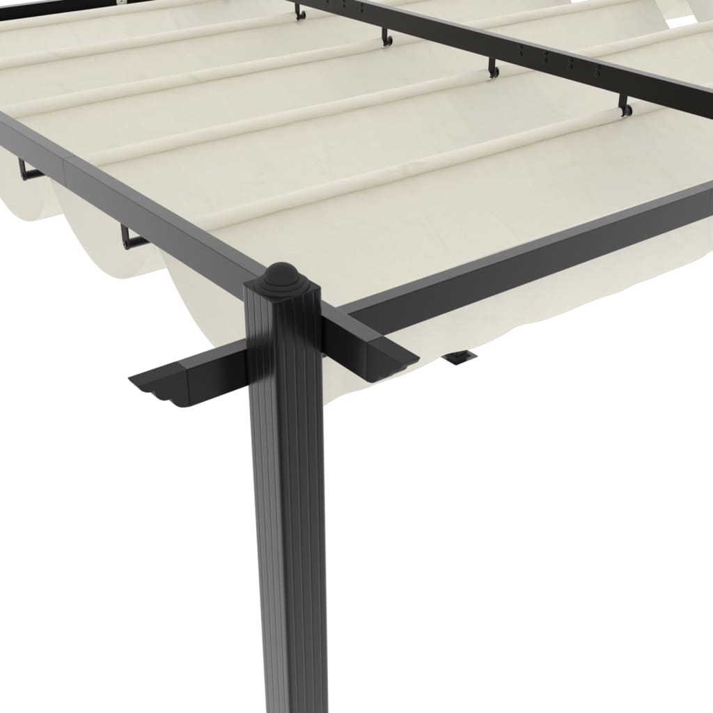 Gazebo da Giardino con Tetto Retrattile Crema 3x6m in Alluminio | homemem39