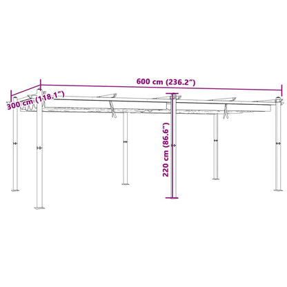 Gazebo da Giardino con Tetto Retrattile Crema 3x6m in Alluminio | homemem39