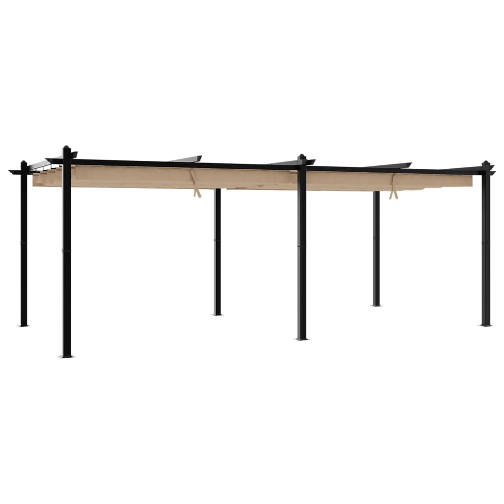 Gazebo da Giardino con Tetto Retrattile Tortora 3x6 m Alluminio | homemem39