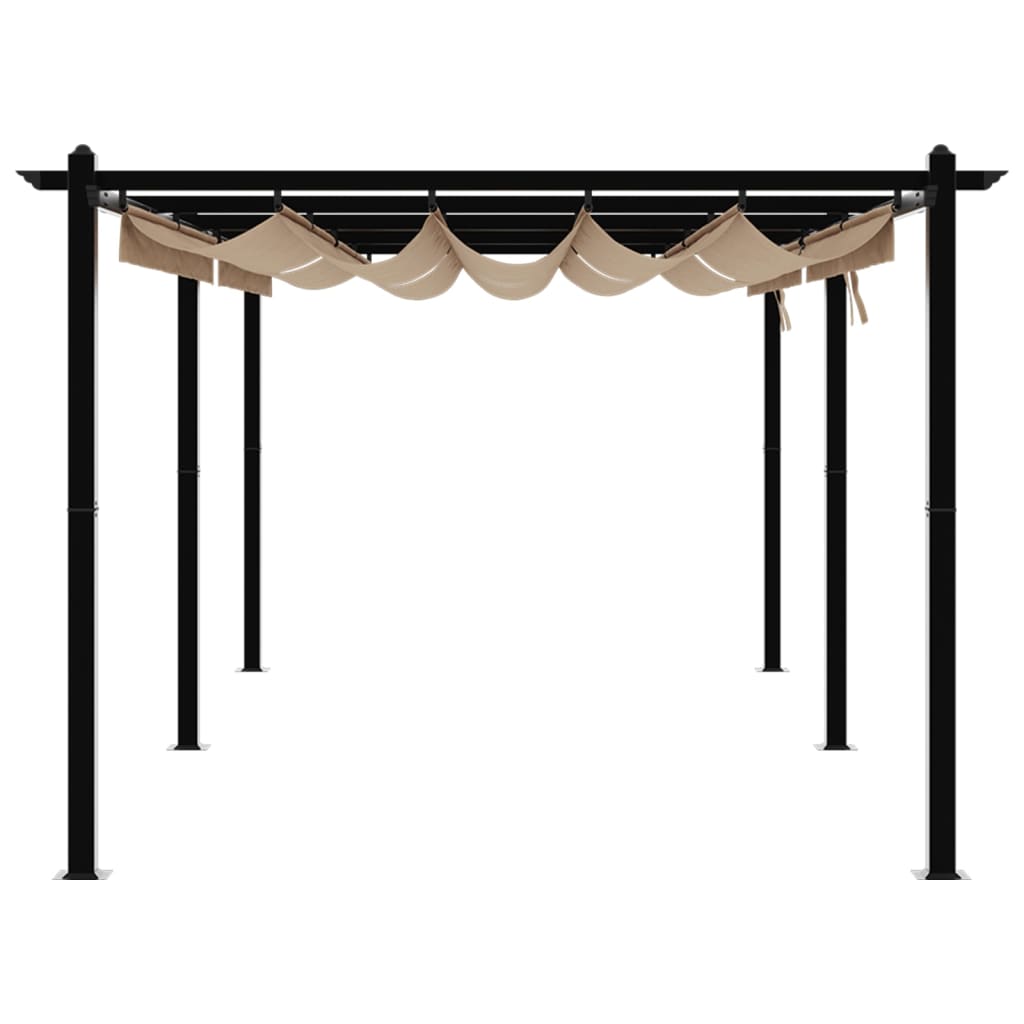 Gazebo da Giardino con Tetto Retrattile Tortora 3x6 m Alluminio | homemem39