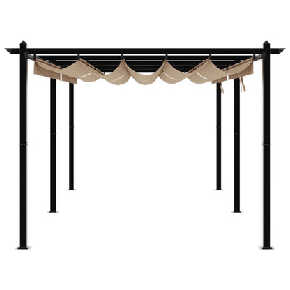 Gazebo da Giardino con Tetto Retrattile Tortora 3x6 m Alluminio | homemem39