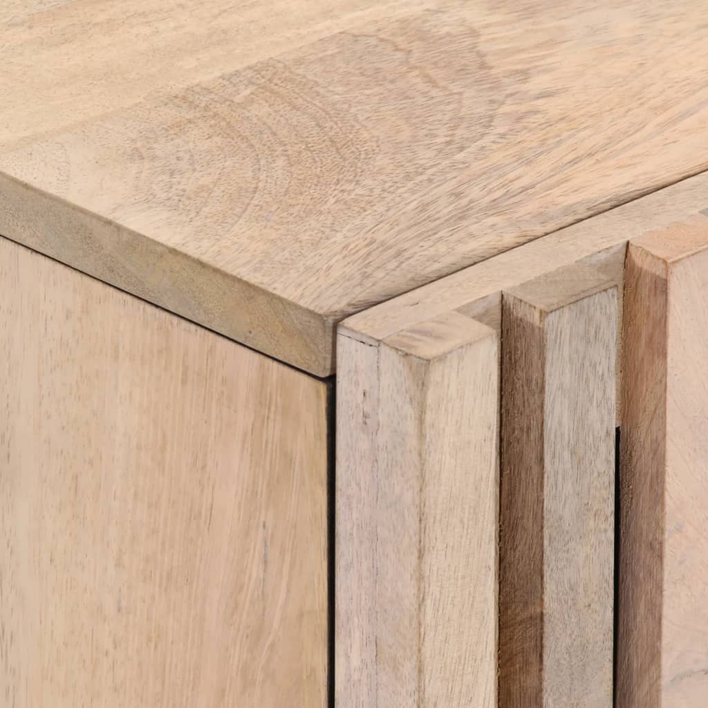 Comodino 40x34x46 cm in Legno Massello di Mango Sbiancato - homemem39