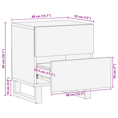 Comodino 40x34x46 cm in Legno Massello di Mango